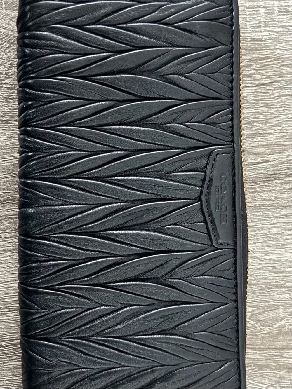Coach Black Quilted Leather Zip Clutch